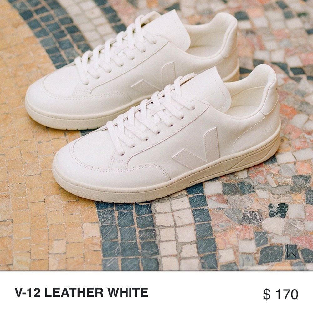 Veja V-12 Leather Cream Sneakers